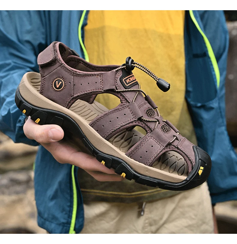 MIXIDELAI Genuine Leather Men Shoes Summer New Large Size Men's Sandals Men Sandals Fashion Sandals Slippers Big Size 38-47