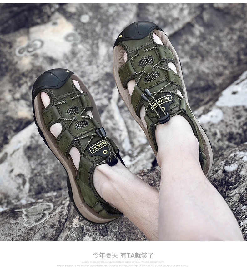 MIXIDELAI Genuine Leather Men Shoes Summer New Large Size Men's Sandals Men Sandals Fashion Sandals Slippers Big Size 38-47
