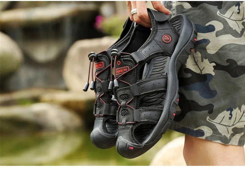 MIXIDELAI Genuine Leather Men Shoes Summer New Large Size Men's Sandals Men Sandals Fashion Sandals Slippers Big Size 38-47