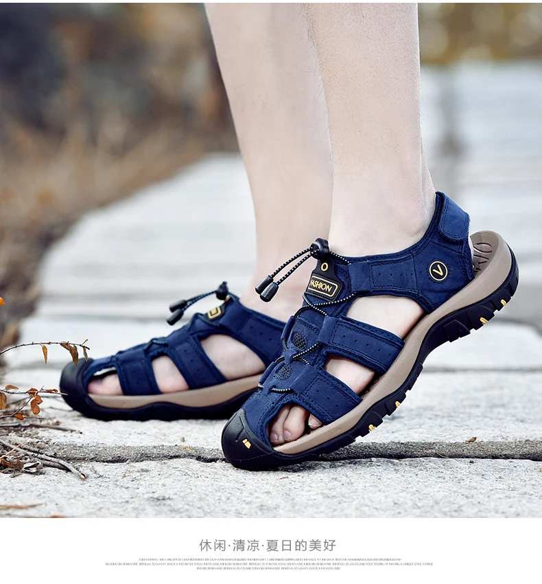MIXIDELAI Genuine Leather Men Shoes Summer New Large Size Men's Sandals Men Sandals Fashion Sandals Slippers Big Size 38-47