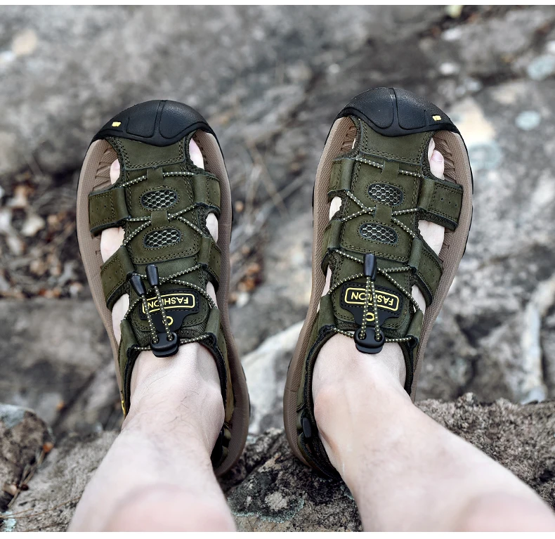 MIXIDELAI Genuine Leather Men Shoes Summer New Large Size Men's Sandals Men Sandals Fashion Sandals Slippers Big Size 38-47