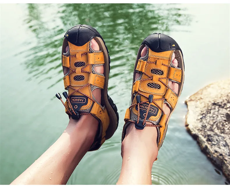 MIXIDELAI Genuine Leather Men Shoes Summer New Large Size Men's Sandals Men Sandals Fashion Sandals Slippers Big Size 38-47