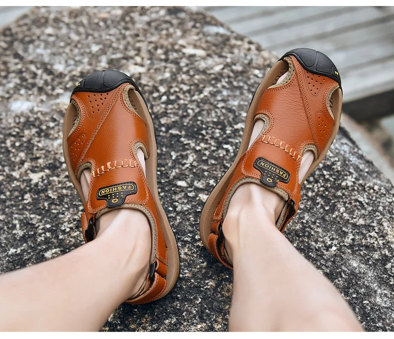 MIXIDELAI Genuine Leather Men Shoes Summer New Large Size Men's Sandals Men Sandals Fashion Sandals Slippers Big Size 38-47