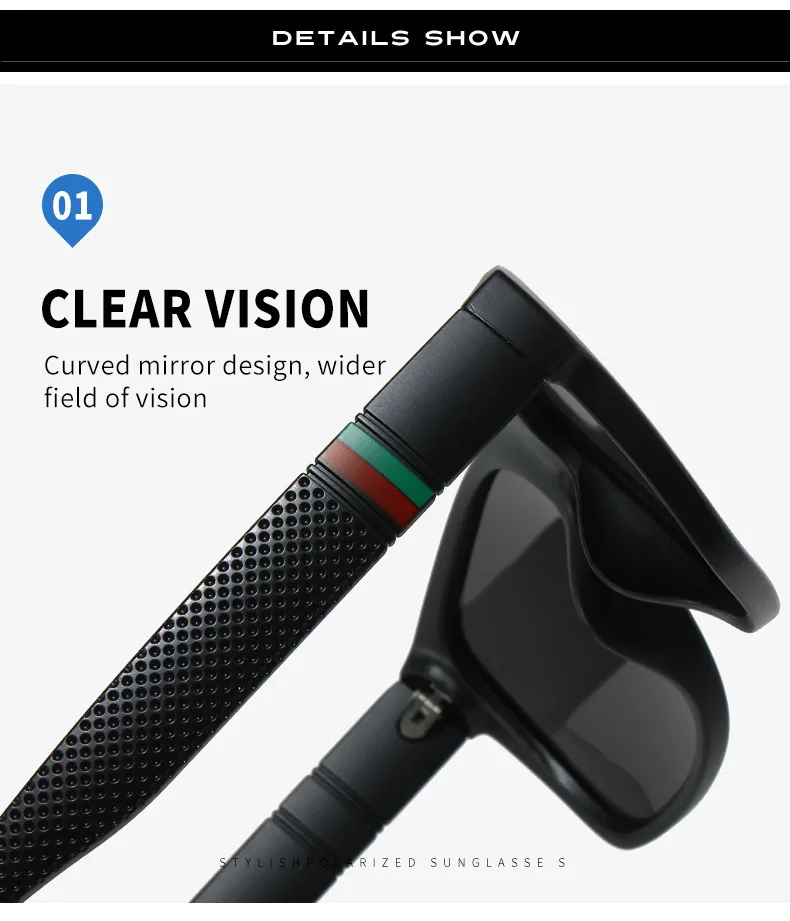 Fashion Oversized Polarized Sunglasses Men Women Luxury Driving Fishing Travel Vintage Square Sun Glasses For Man UV400 Eyewear