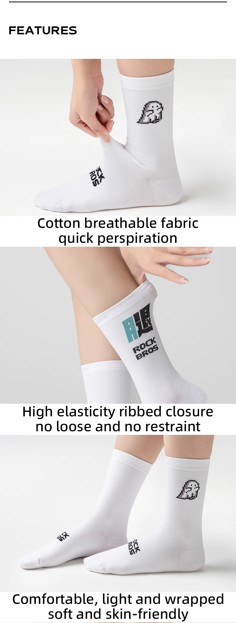 ROCKBROS Socks Men Women High Elasticity Breathable Running Cycling Socks Outdoor Climbing Hiking High Quality Socks 4 pair