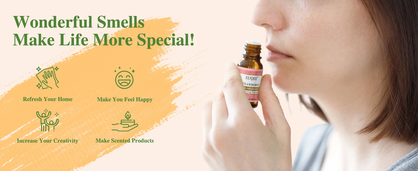 EUQEE Christmas Gift Set Aromatherapy Fragrance Oil 6 x 10ml Peach Litch Mango Cherry Strawberry Apple Aroma Oils For Diffuser,Candle Making