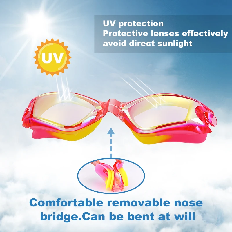JSJM Professional Kids Swimming Goggles Anti-Fog UV Protection Waterproof Silicone Swim Glasses for Boys Girls Swim Eyewear Gift