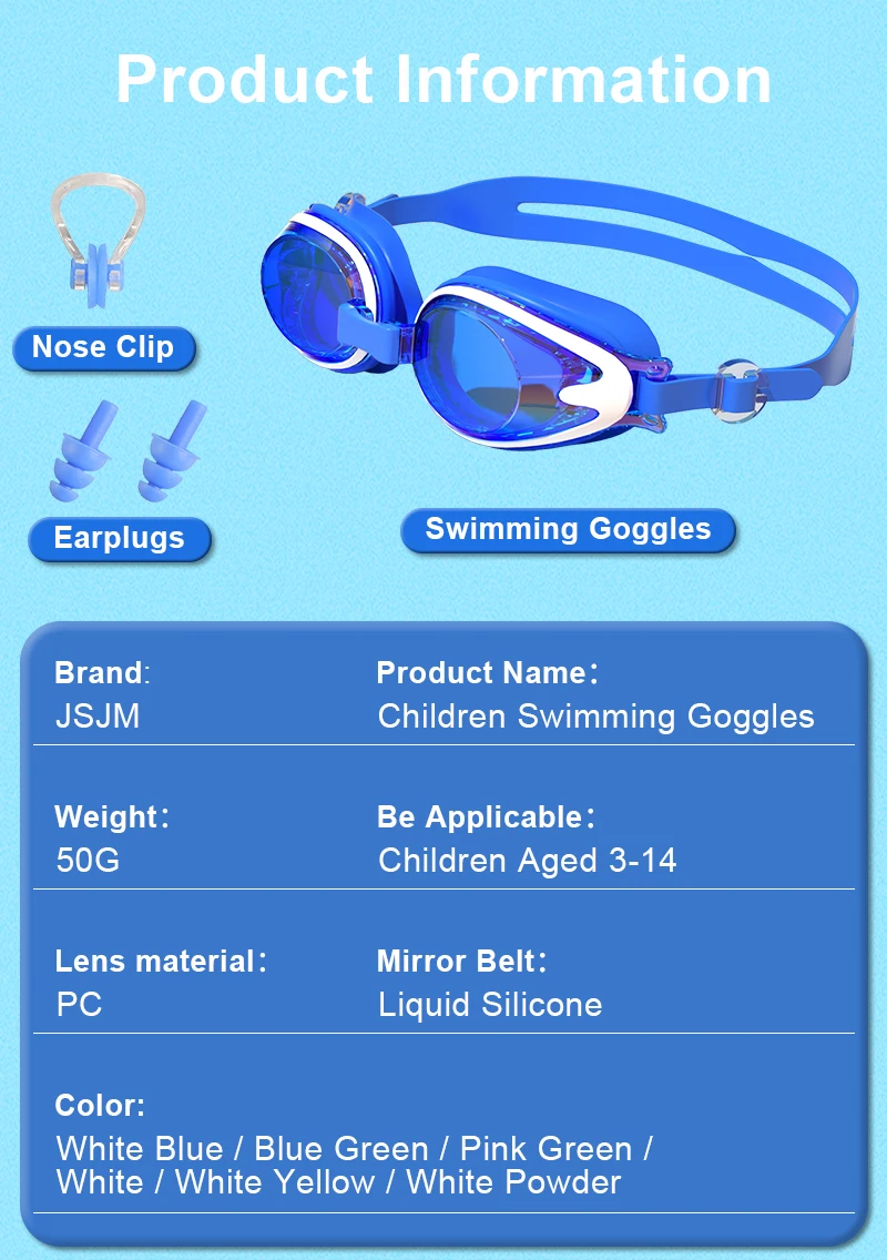 JSJM Professional Kids Swimming Goggles Anti-Fog UV Protection Waterproof Silicone Swim Glasses for Boys Girls Swim Eyewear Gift