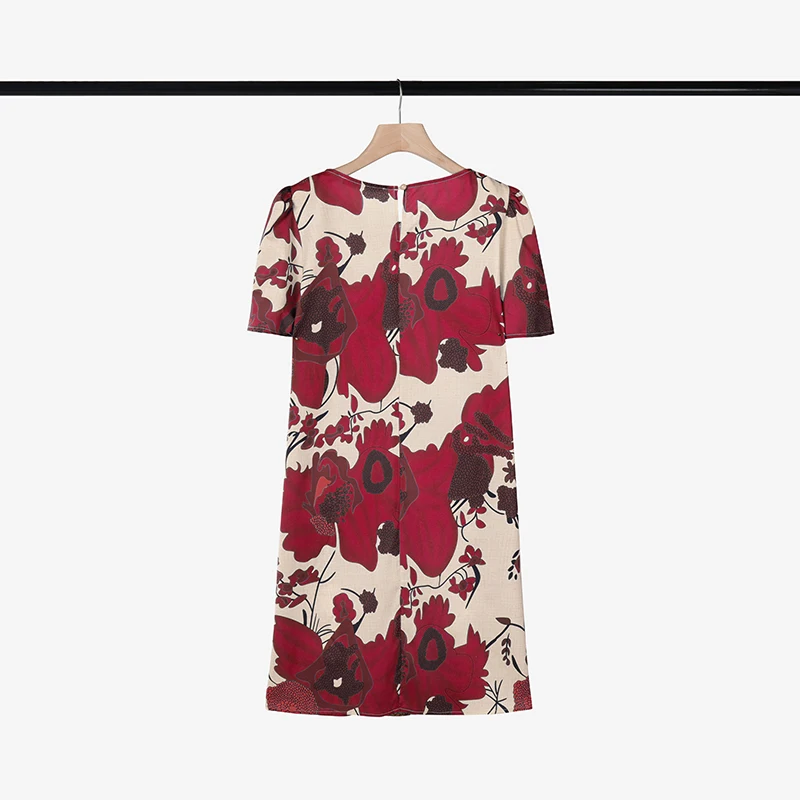 ZANZEA Elegant Women Knee-length Dresses 2025 Fashion Casual Short Sleeve Floral Print Party Dress O-Neck Holiday Robes Femme