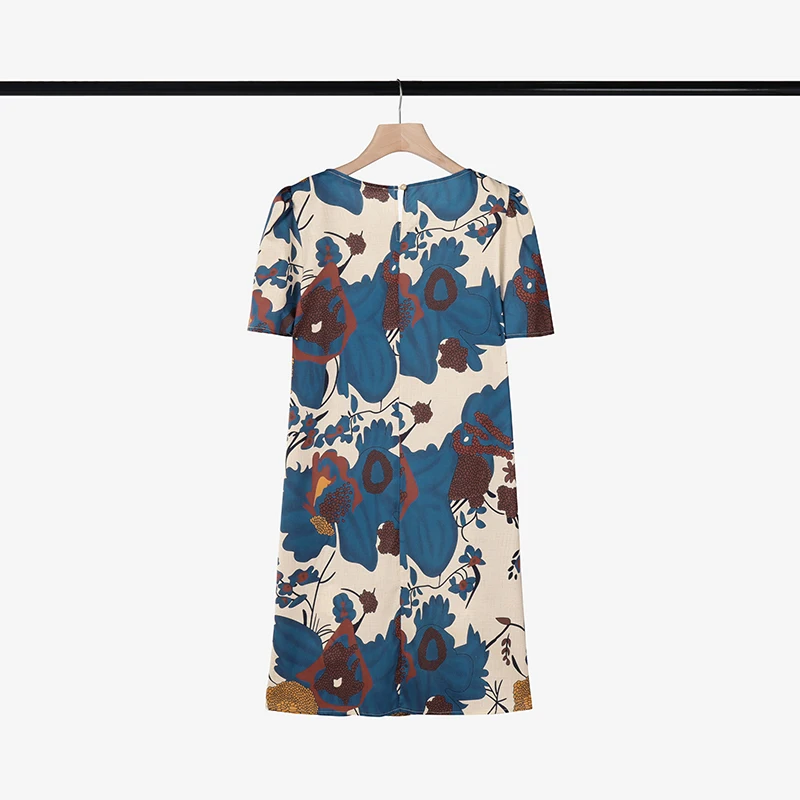 ZANZEA Elegant Women Knee-length Dresses 2025 Fashion Casual Short Sleeve Floral Print Party Dress O-Neck Holiday Robes Femme