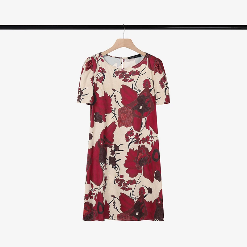 ZANZEA Elegant Women Knee-length Dresses 2025 Fashion Casual Short Sleeve Floral Print Party Dress O-Neck Holiday Robes Femme