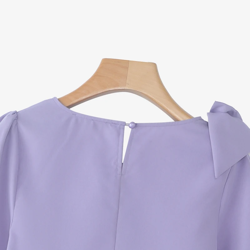 Women Blouse ZANZEA Elegant Office Lady Summer Short Puff Sleeve Bow Fashion Shirts 2025 Casual Solid Color Tops Tunic Blusas