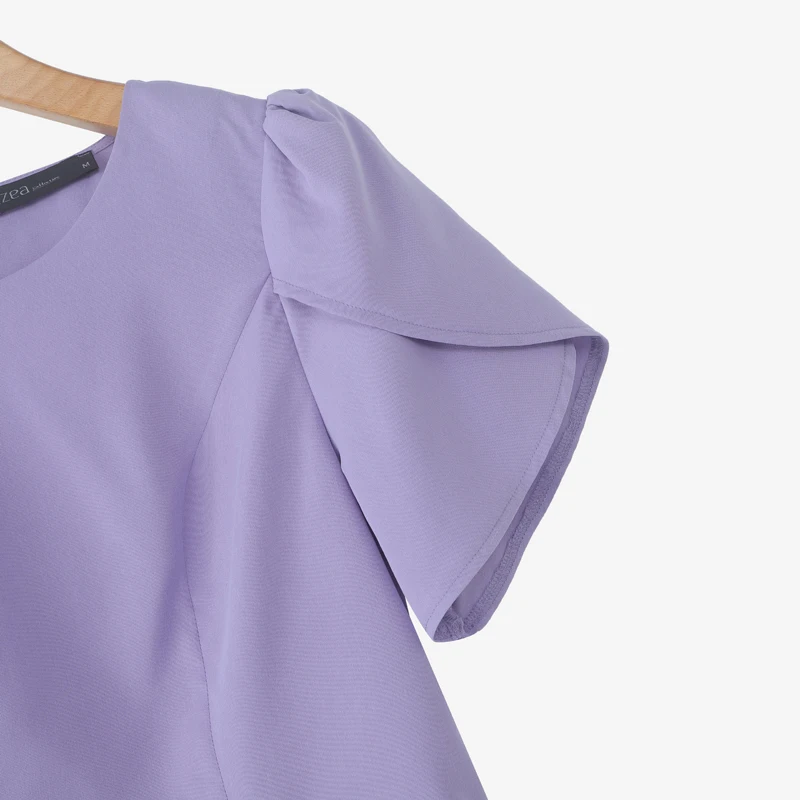 Women Blouse ZANZEA Elegant Office Lady Summer Short Puff Sleeve Bow Fashion Shirts 2025 Casual Solid Color Tops Tunic Blusas
