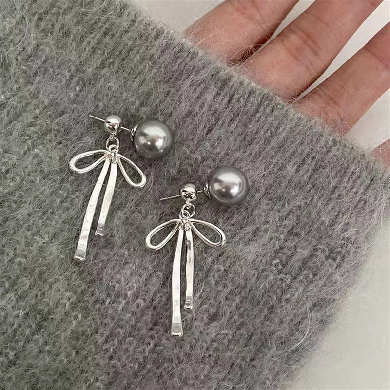 Elegant Red Zircon Butterfly Drop Earrings for Women Temperament Sweet Metal Bow Earrings Fashion Charms Jewelry Accessories