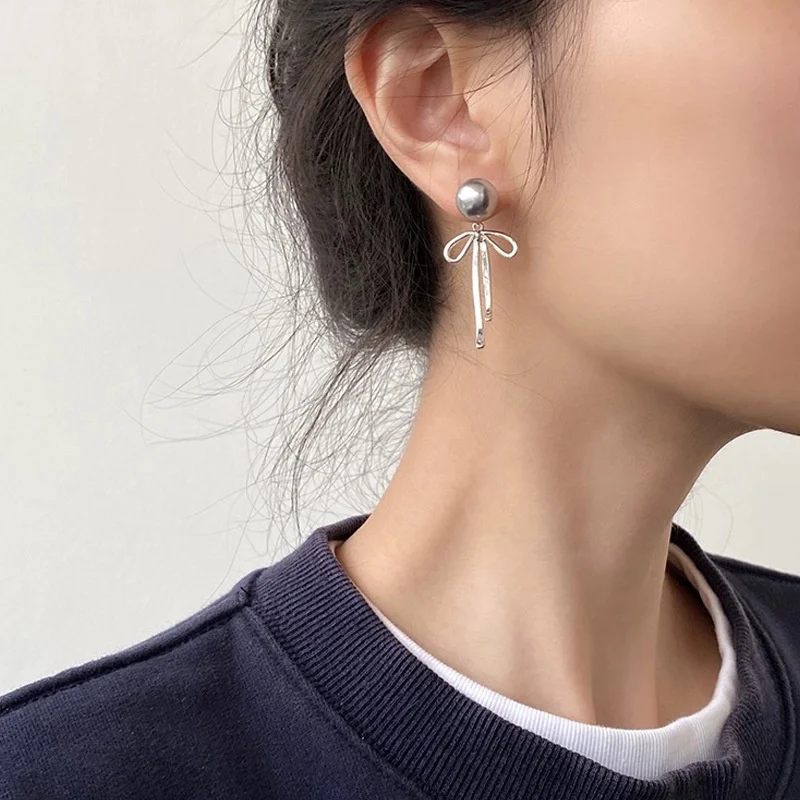 Elegant Red Zircon Butterfly Drop Earrings for Women Temperament Sweet Metal Bow Earrings Fashion Charms Jewelry Accessories