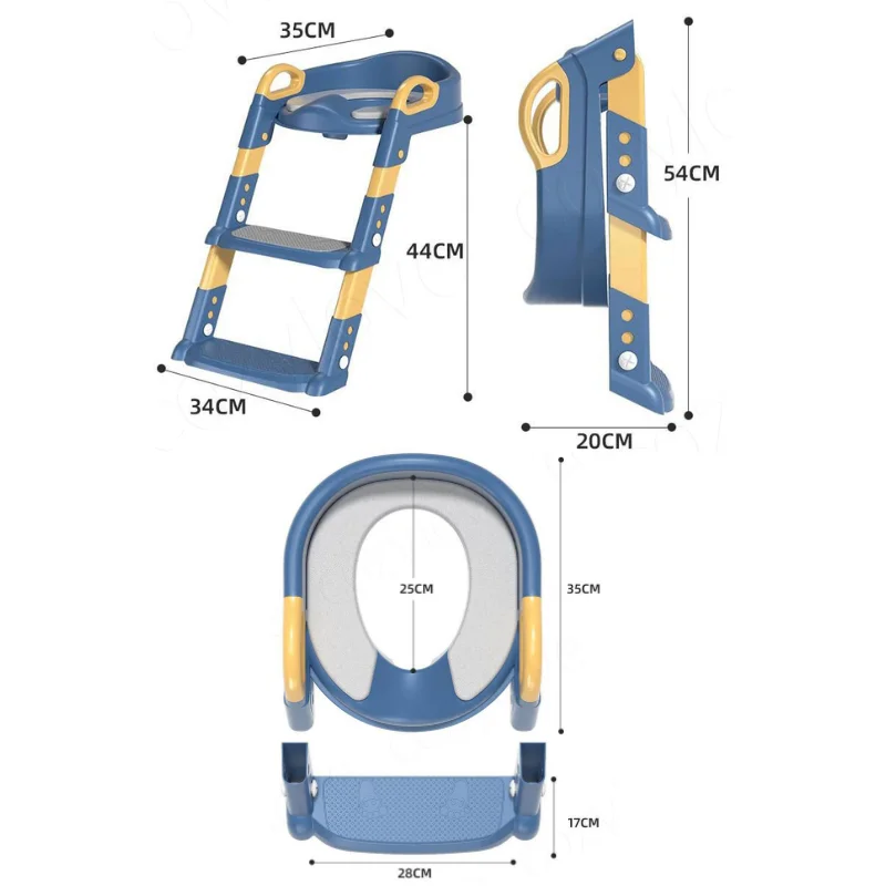 New Kids Step Toilet, Baby Potty Training Seat for Boys & Girls, Foldable Foot Stool, Toilet Seat Ring, Step-Up Toileting Assist