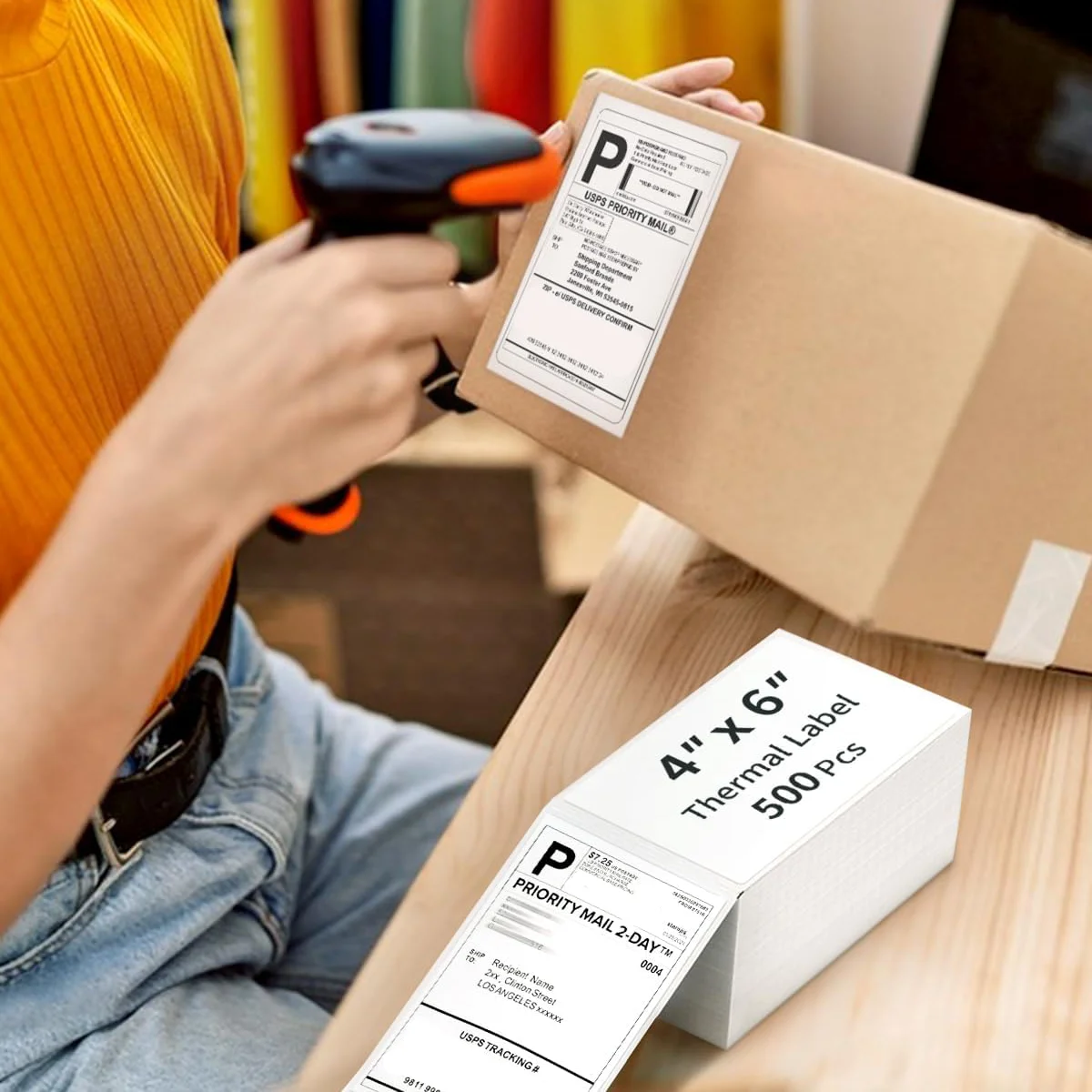 4X6 Thermal Labels Paper 100/500PCS Adhesive Stickers Shipping Labels For Desktop Thermal Printer DHL UPS Express LOGO Barcode
