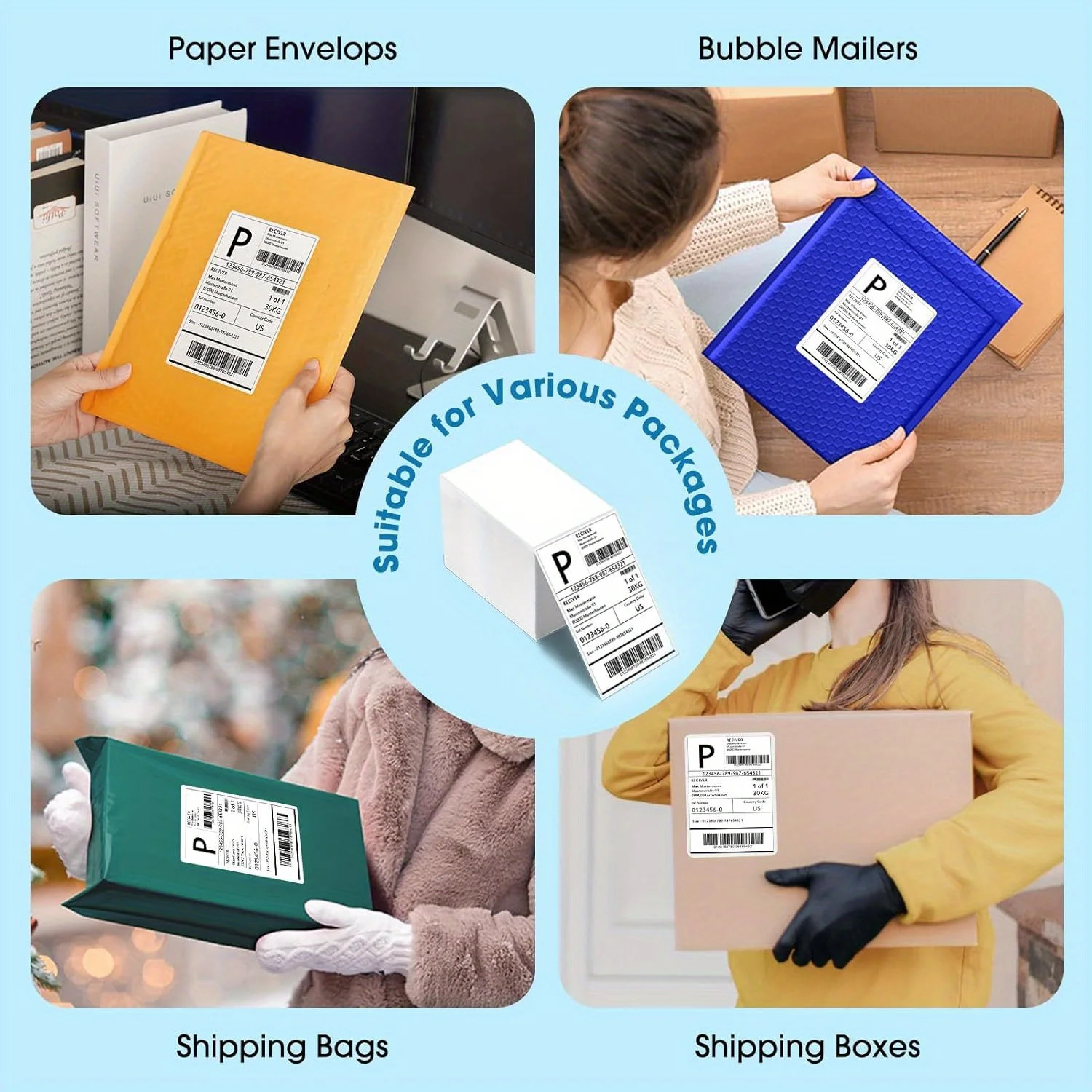 4X6 Thermal Labels Paper 100/500PCS Adhesive Stickers Shipping Labels For Desktop Thermal Printer DHL UPS Express LOGO Barcode