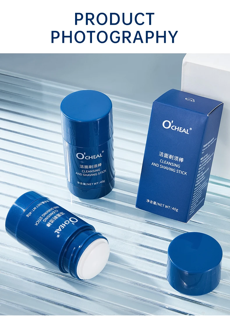 Ocheal 40g Facial Cleansing Gel Shaving Stick Men's Facial Hair Smooth Shaving Gel Cleaning Face Cleaning Care Cream Portable