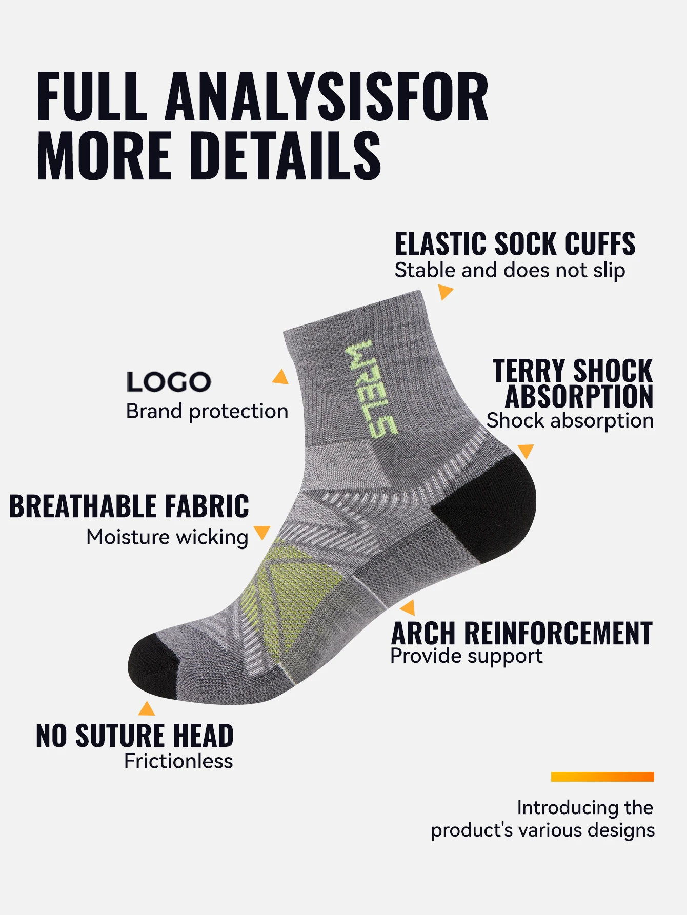 WRELS 1/2/3Pairs Merino Wool Socks Hiking Running Socks Breathable Cushion Sweat Wicking Warm Thermal Compression Wool Socks