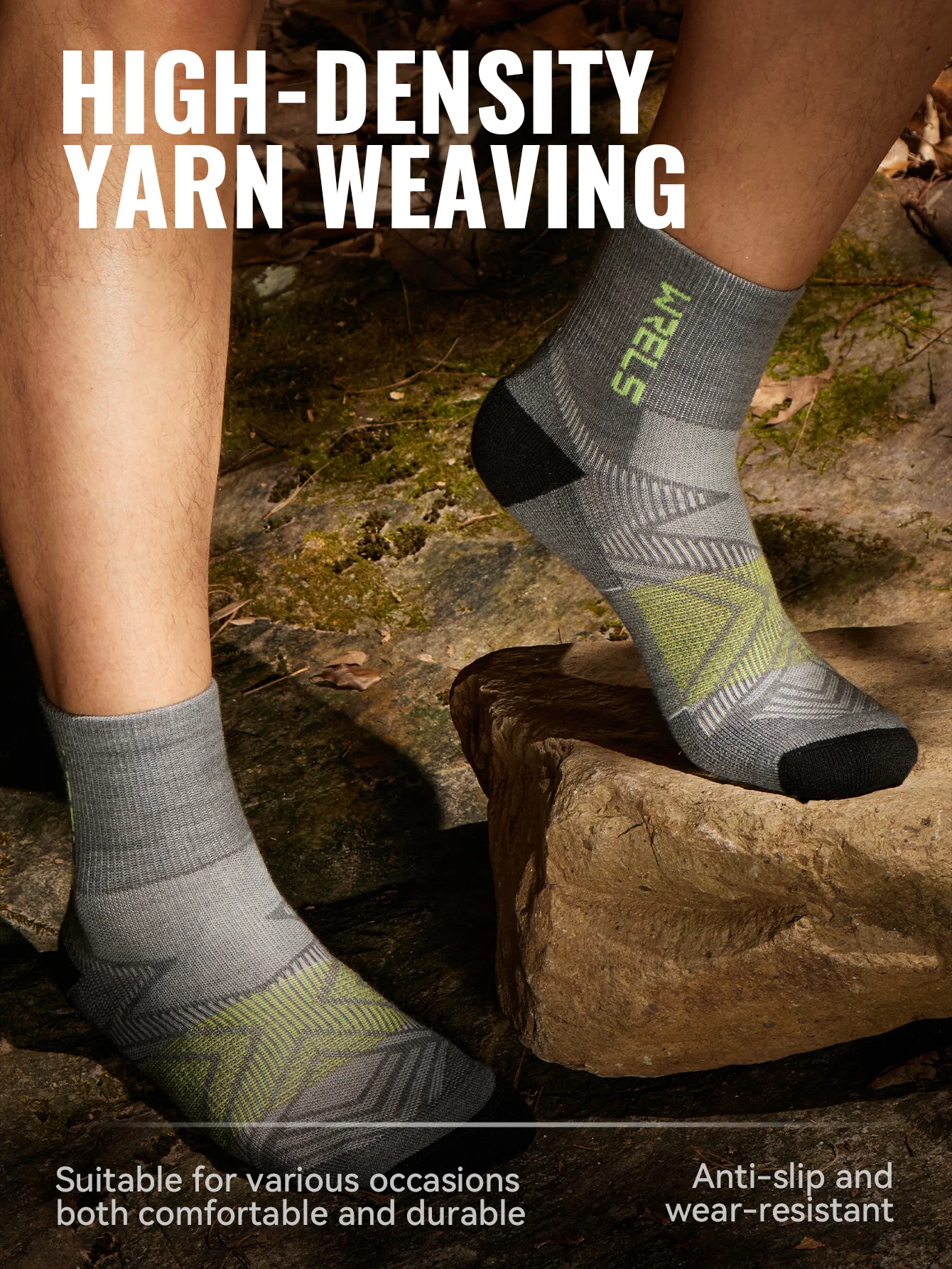 WRELS 1/2/3Pairs Merino Wool Socks Hiking Running Socks Breathable Cushion Sweat Wicking Warm Thermal Compression Wool Socks