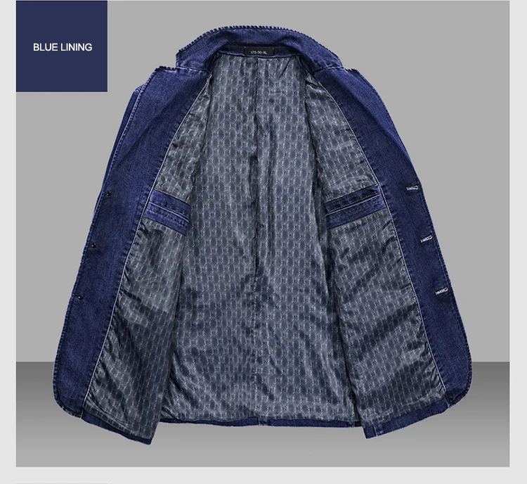 New Men's Denim Blazer Male Suit Jacket Coat Oversized 4XL Solid Cotton Casual Blazer Coat Men Clothing Masculino AG805