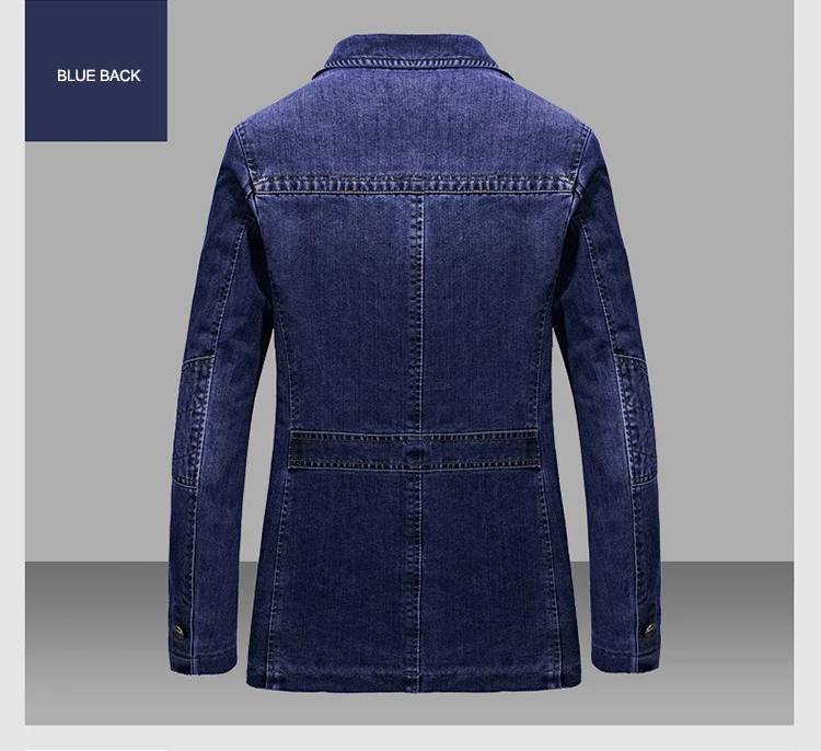 New Men's Denim Blazer Male Suit Jacket Coat Oversized 4XL Solid Cotton Casual Blazer Coat Men Clothing Masculino AG805