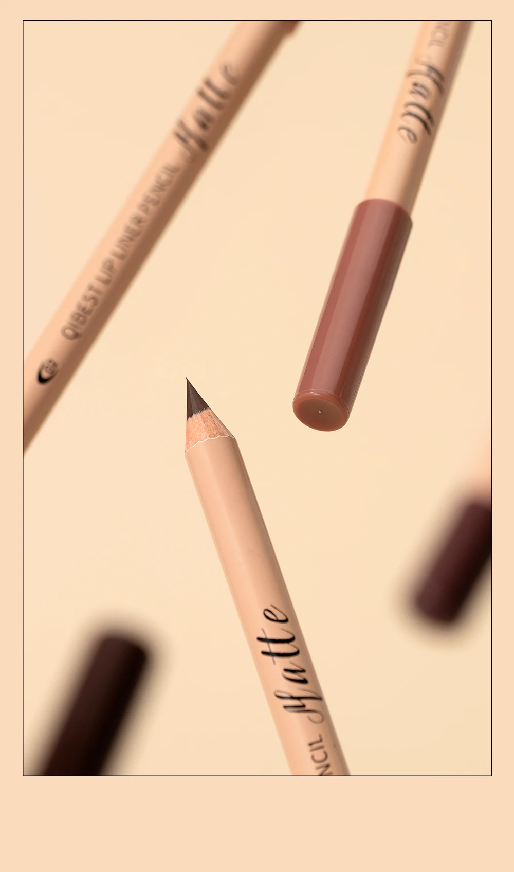 QIBEST 12 Colors Lip Liner Pen Kits Waterproof Sweat-proof Not Easy To Fade Lipliner Non-stick Cup Lipstick Pencil Makeup Sets