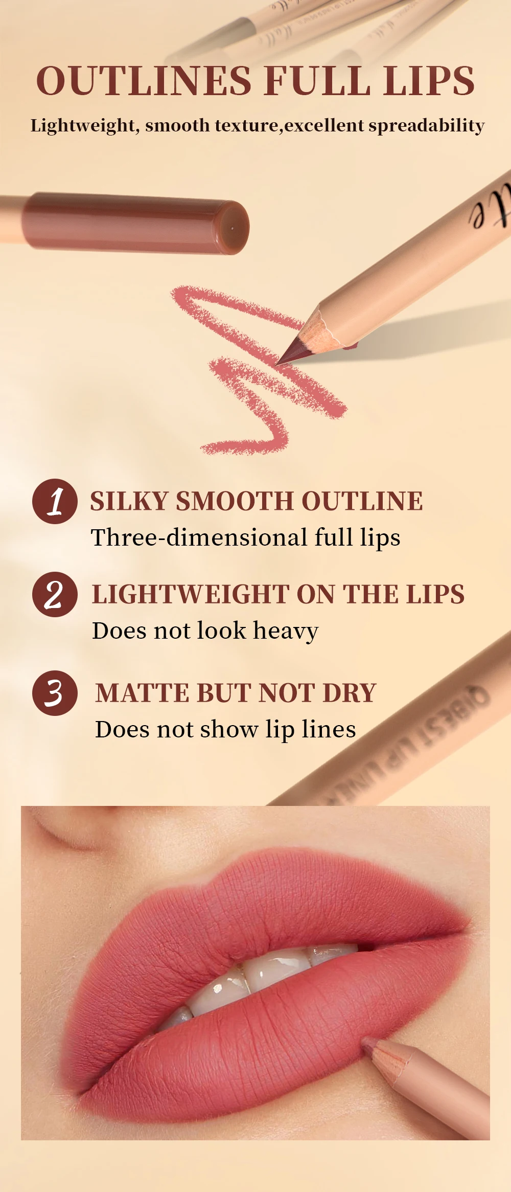 QIBEST 12 Colors Lip Liner Pen Kits Waterproof Sweat-proof Not Easy To Fade Lipliner Non-stick Cup Lipstick Pencil Makeup Sets
