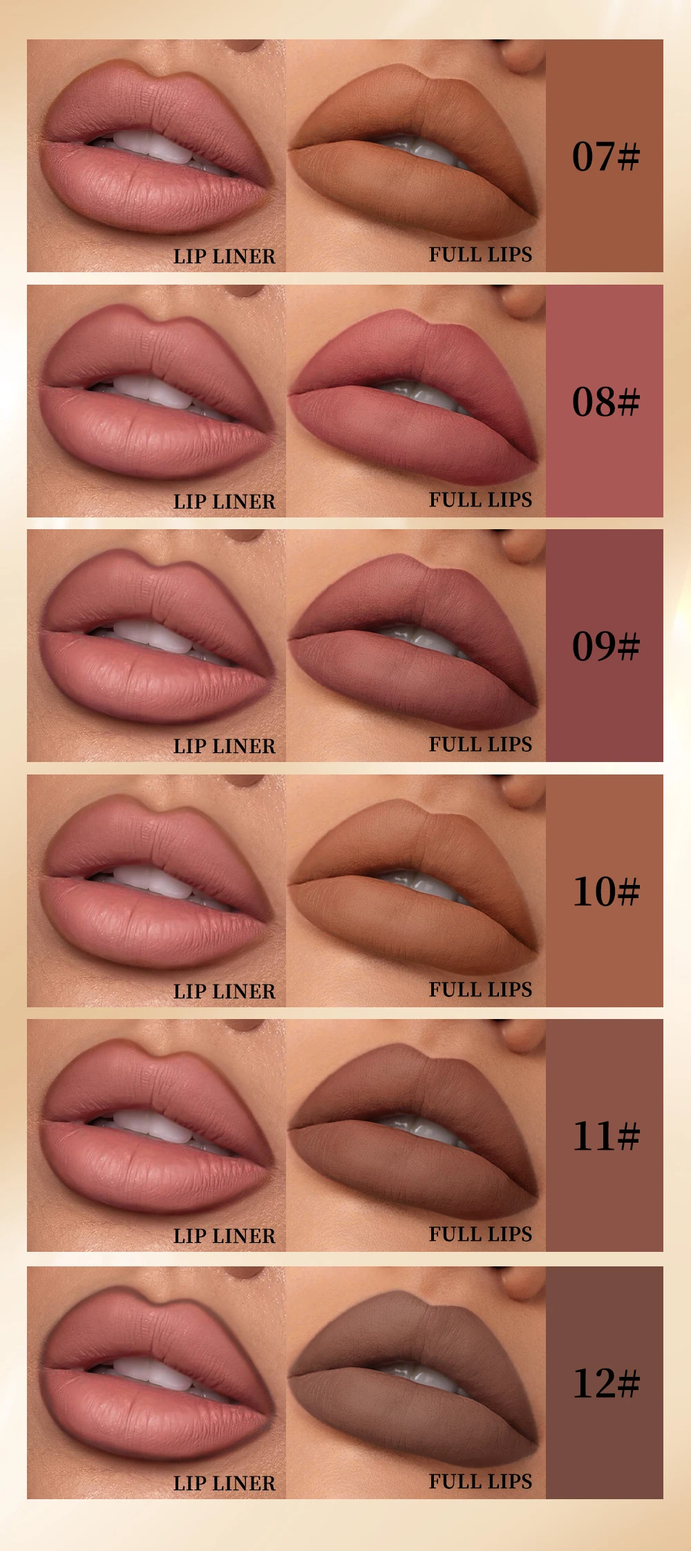 QIBEST 12 Colors Lip Liner Pen Kits Waterproof Sweat-proof Not Easy To Fade Lipliner Non-stick Cup Lipstick Pencil Makeup Sets
