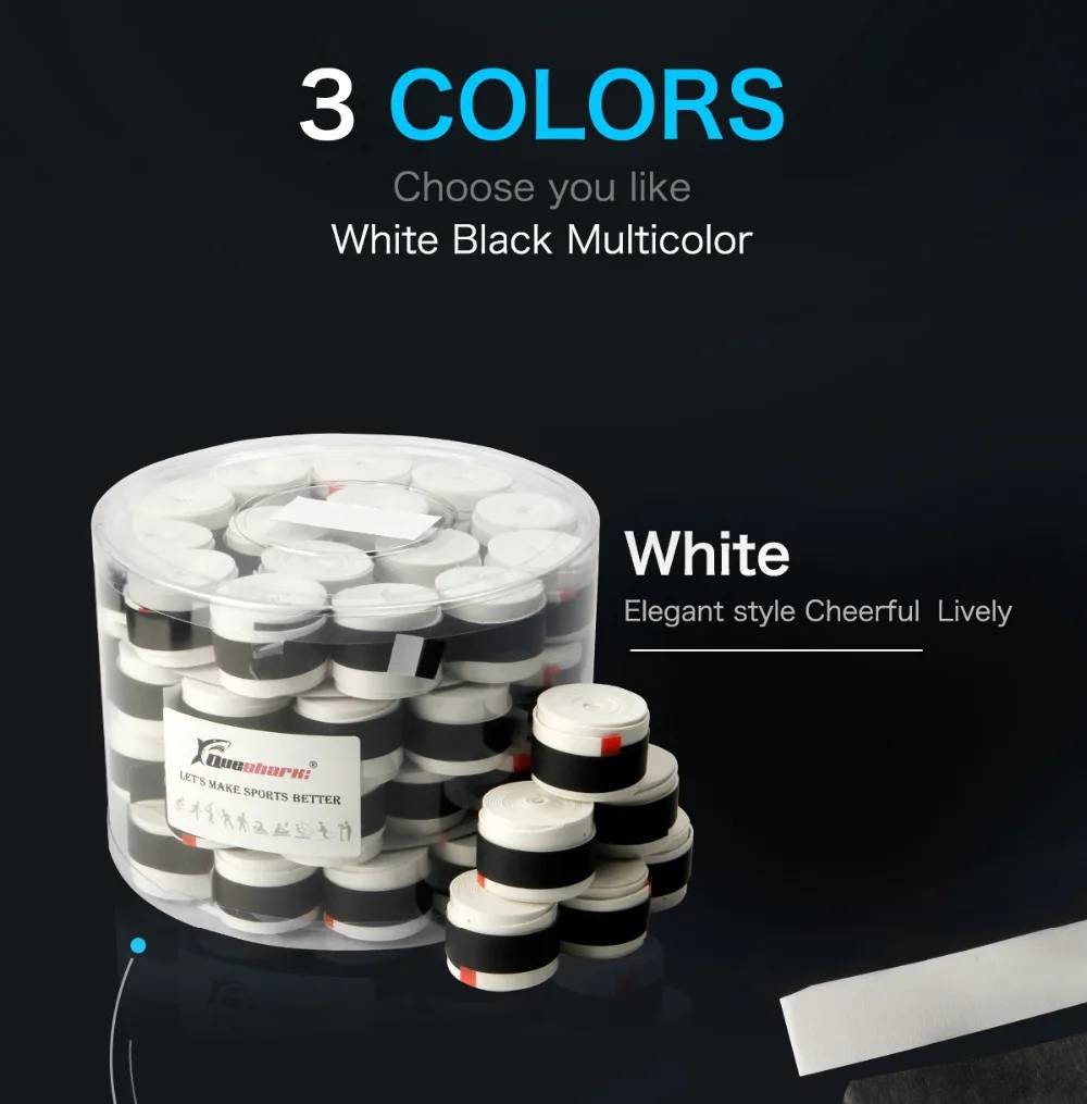 60 pcs /Lot White Black Colorful Coated Tennis Overgrips Badminton Grips Tennis Racket Tapes Fishing Rod Sweatbands 0.6mm 0.7 mm