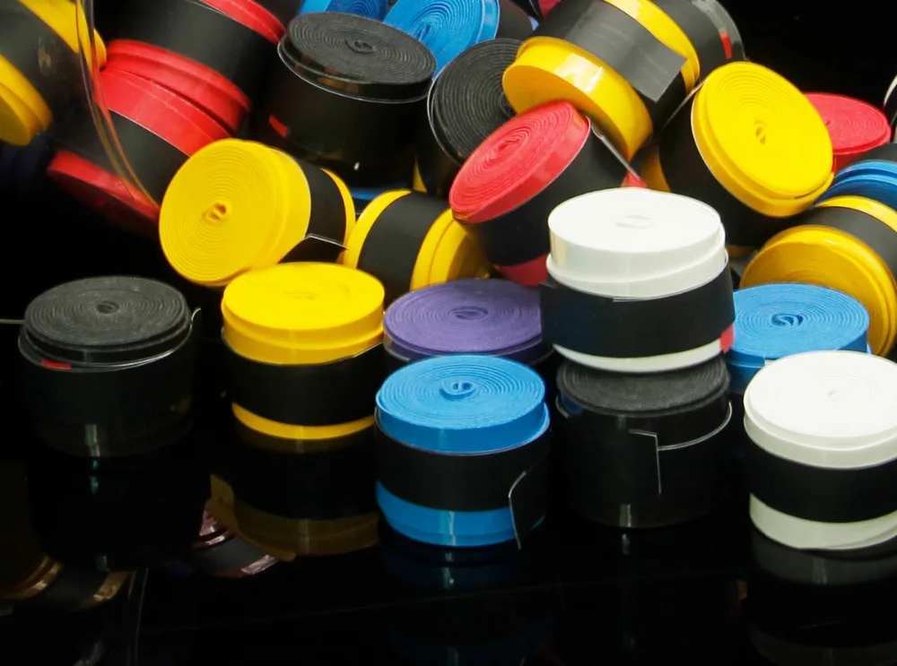 60 pcs /Lot White Black Colorful Coated Tennis Overgrips Badminton Grips Tennis Racket Tapes Fishing Rod Sweatbands 0.6mm 0.7 mm