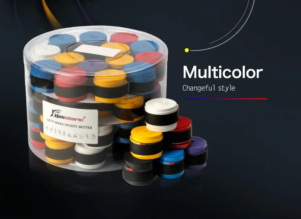60 pcs /Lot White Black Colorful Coated Tennis Overgrips Badminton Grips Tennis Racket Tapes Fishing Rod Sweatbands 0.6mm 0.7 mm