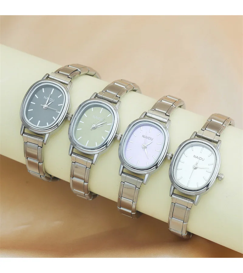 Hapiship 2025 Fashion Wholesale Women's Stainless Steel Oval Watch Bracelet for Student Friend Wife Birthday Jewelry Gift G012