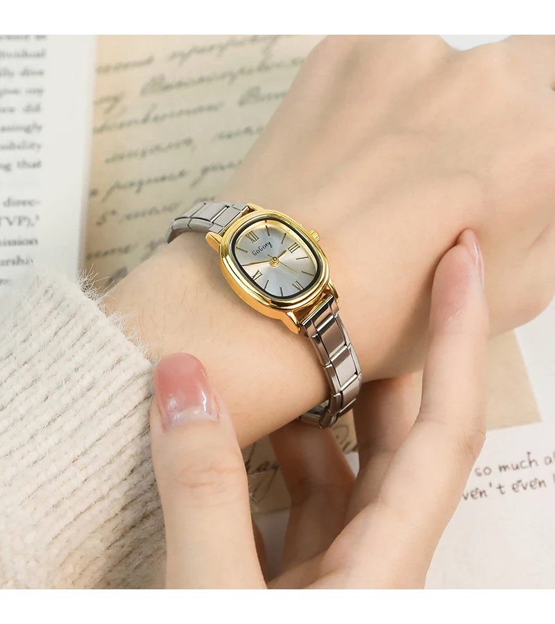 Hapiship Fashion Wholesale Women's Stainless Steel Elliptical Watch Bracelet For Student Friend Wife Birthday Jewelry Gift G056