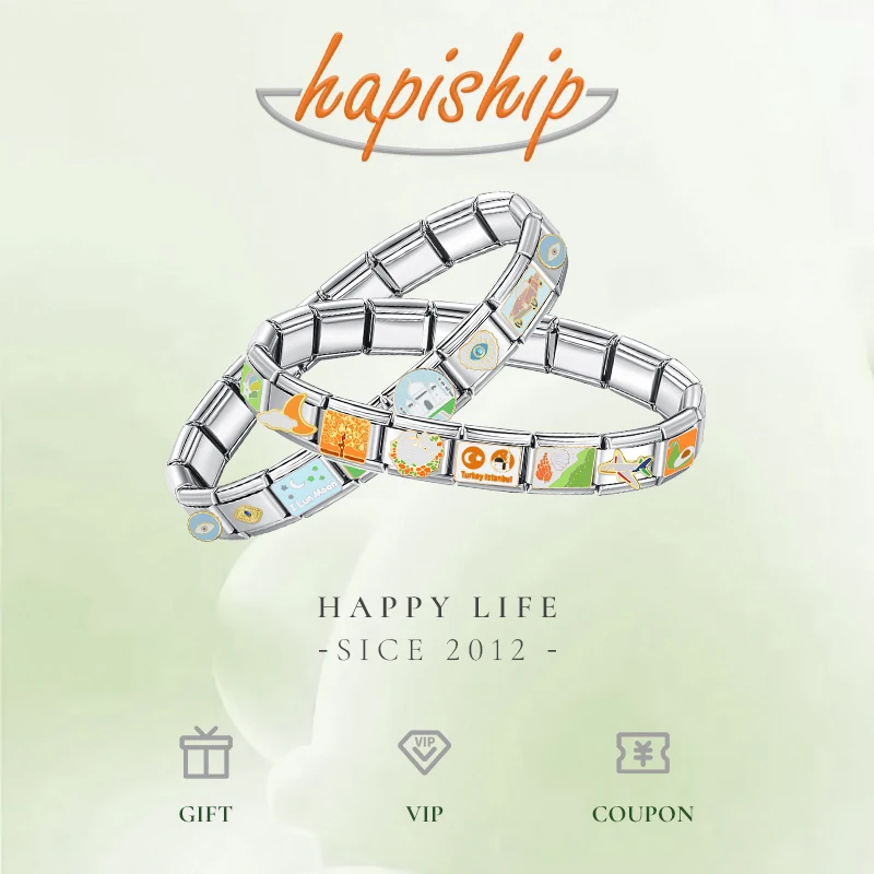 Hapiship Animal Owl Pig Fox Cat Chicken Italian Charms Fit 9mm Stainless Steel Bracelet Jewelry DJ1926