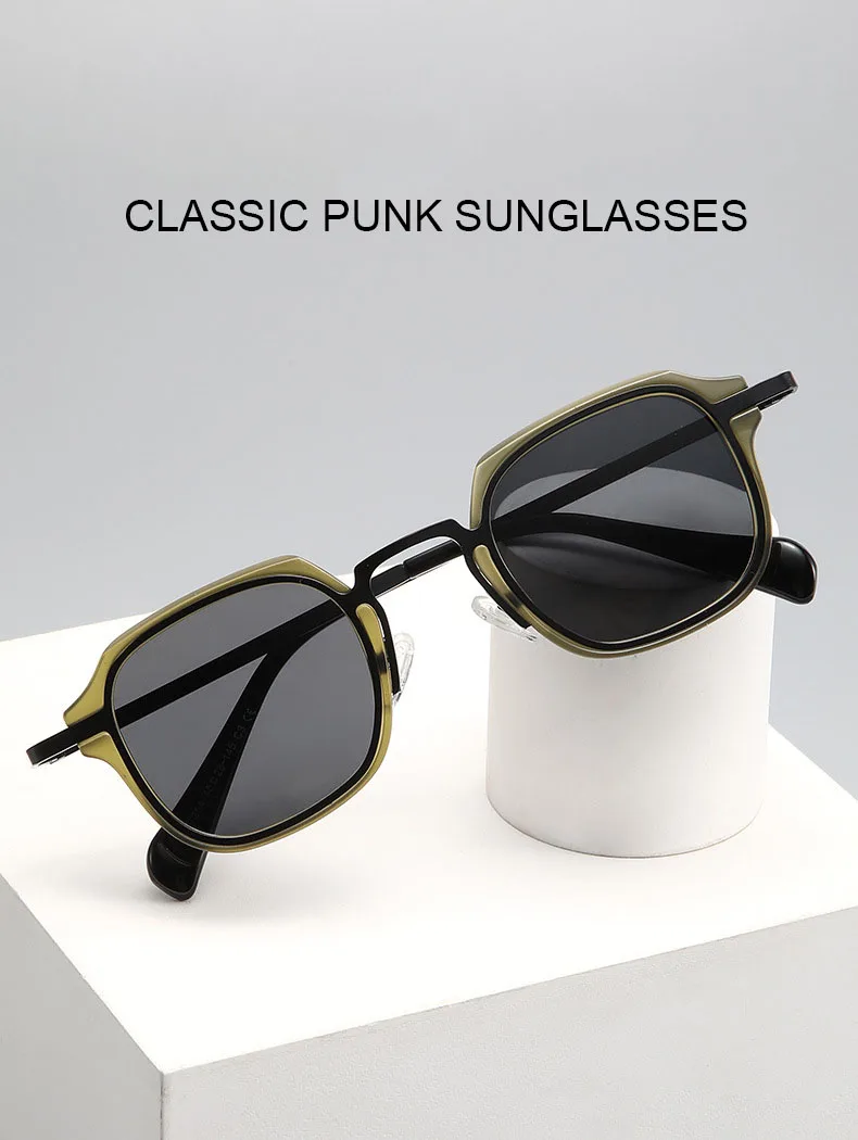 UVLAIK Metal Punk Sunglasses Women Luxury Brand Vintager Sun Glasses Men Irregular Square Hip Hop Sunglass Shades UV400