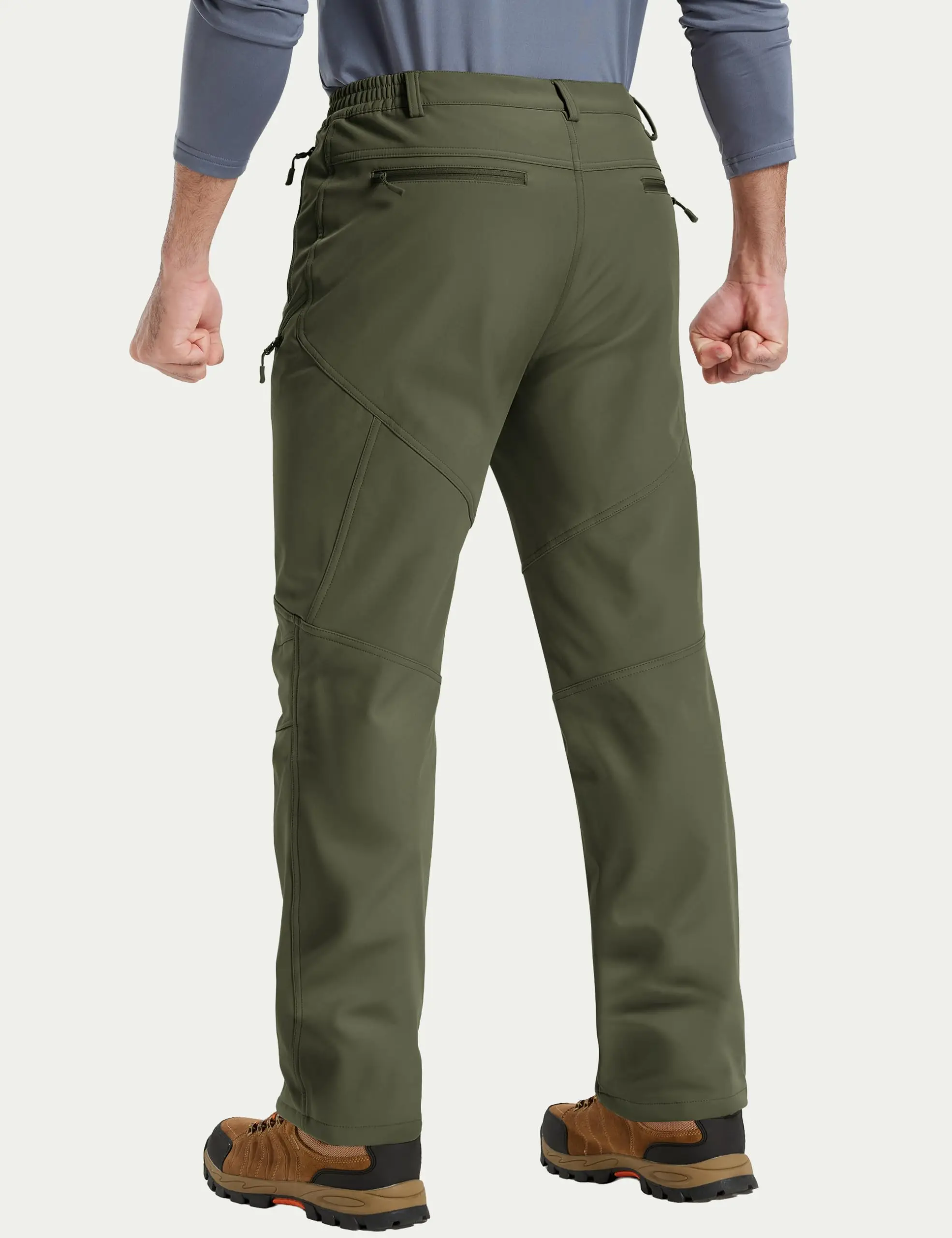 TACVASEN Men's Winter Hiking Pants Fleece Lined Waterproof Softshell Snow Ski Insulated Work Cargo Pants with 6 Zip Pockets