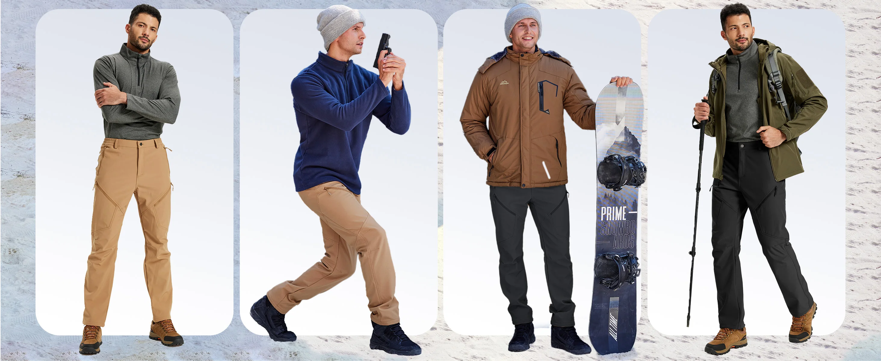 TACVASEN Men's Winter Hiking Pants Fleece Lined Waterproof Softshell Snow Ski Insulated Work Cargo Pants with 6 Zip Pockets