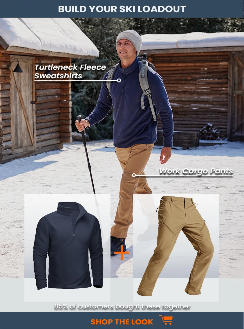 TACVASEN Men's Winter Hiking Pants Fleece Lined Waterproof Softshell Snow Ski Insulated Work Cargo Pants with 6 Zip Pockets