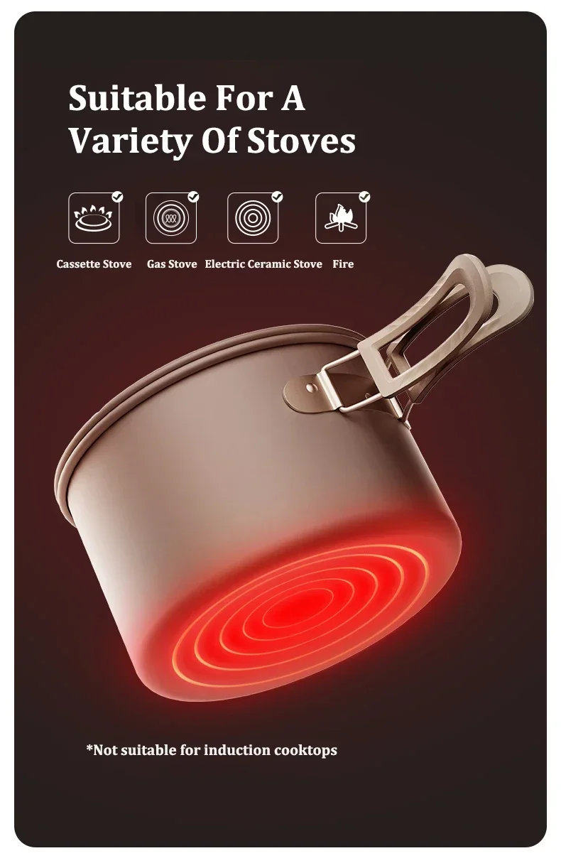 Naturehike Camping Cookware Kit Outdoor Cooking Ultralight Aluminum Pot Kettle Tablewear Set Kitchen Utensils Camping Gear