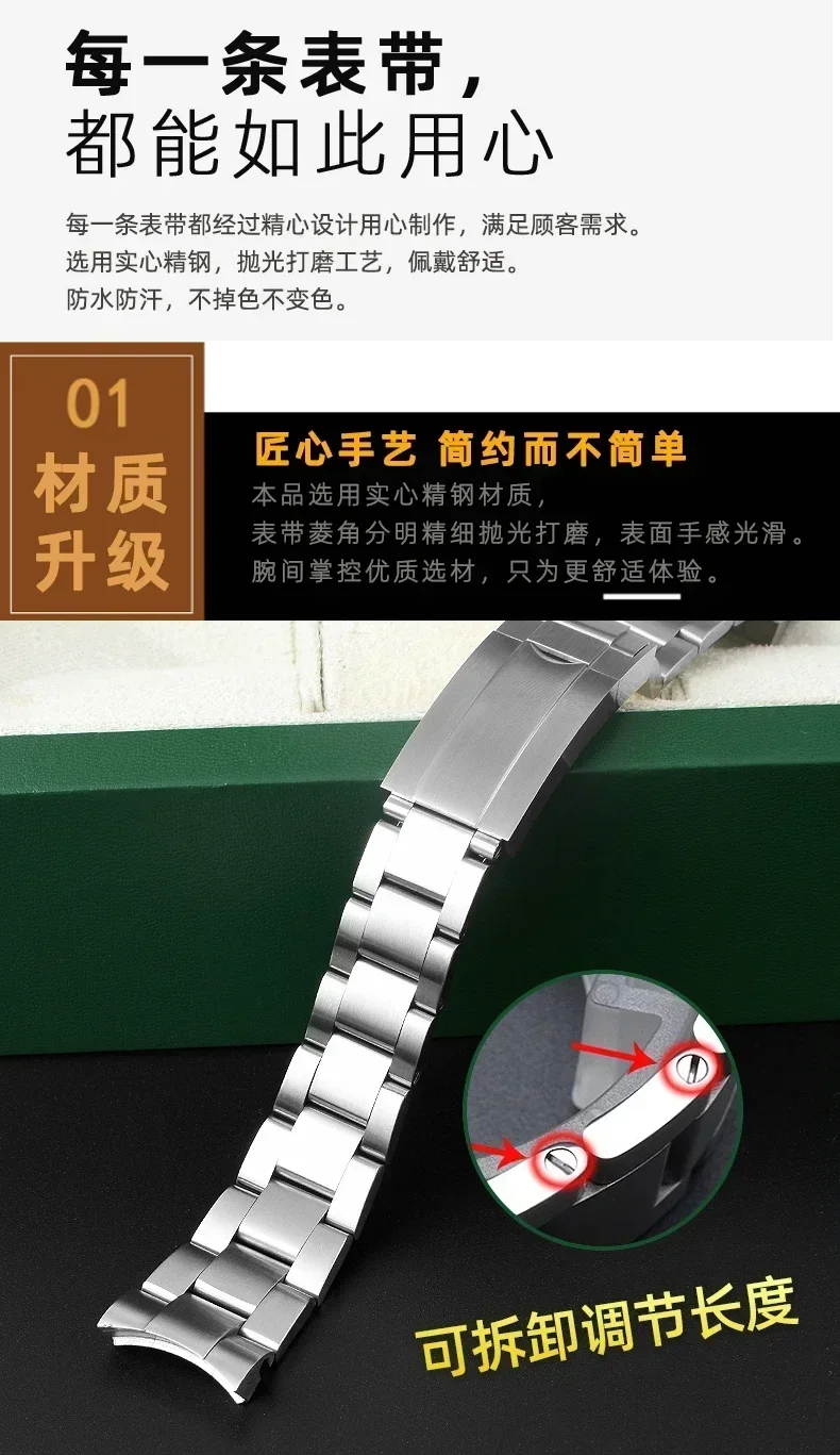 For Rolex SUBMARINER DAYTONA Yacht-Master GMT Watch Band Strap Glide Lock Clasp 904 Steel Watch Bracelet Watchbands 20mm 21mm