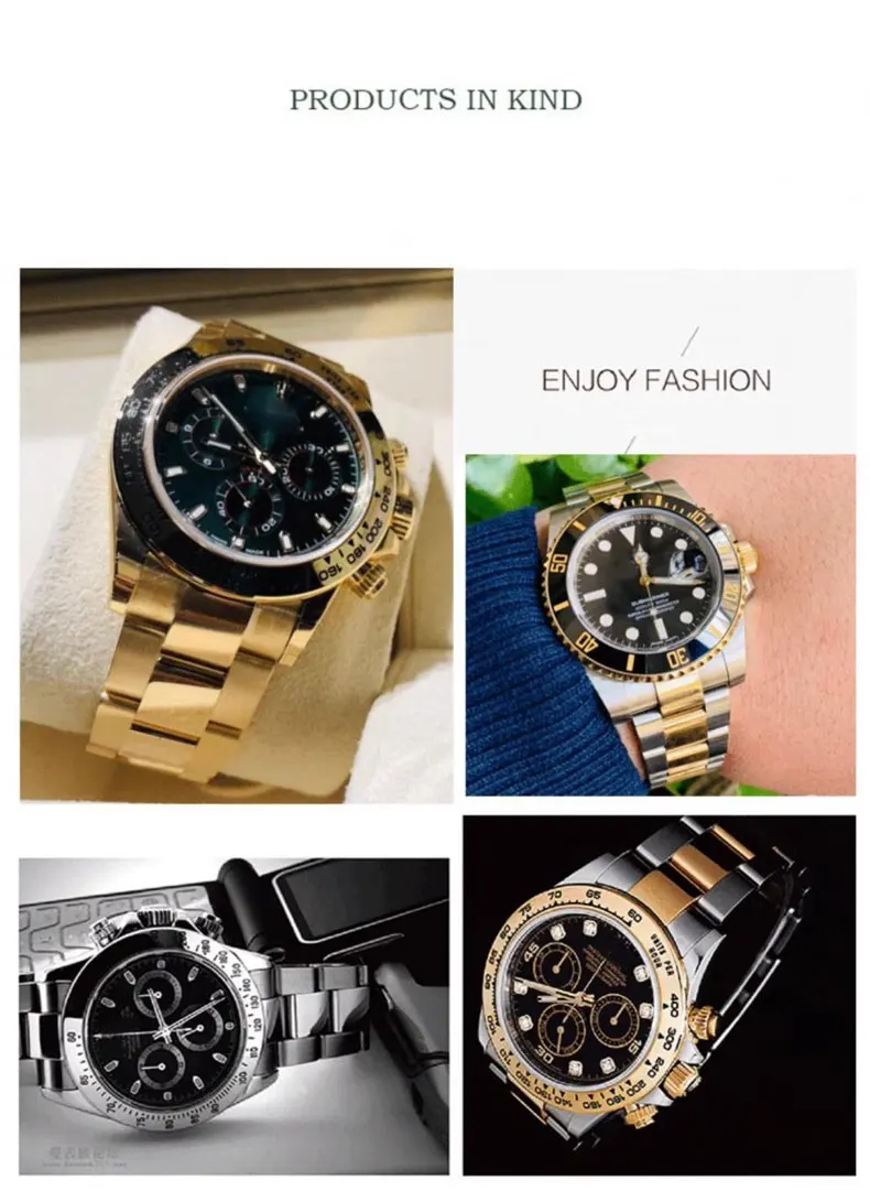 20mm 904L Watchbands For SUB DAYTONA NH35 NH36 Rolex Men Glide Lock Clasp Watch Strap Solid Stainless Steel Watch Bracelet