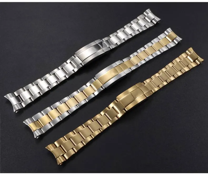 20mm 904L Watchbands For SUB DAYTONA NH35 NH36 Rolex Men Glide Lock Clasp Watch Strap Solid Stainless Steel Watch Bracelet