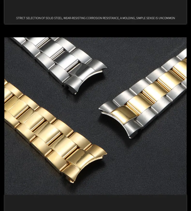 20mm 904L Watchbands For SUB DAYTONA NH35 NH36 Rolex Men Glide Lock Clasp Watch Strap Solid Stainless Steel Watch Bracelet