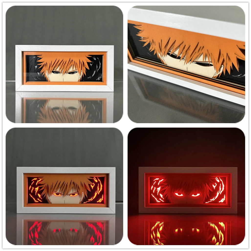 BLEACH 3D Paper carved lamp Anime Figure Kurosaki Ichigo Aizen Sousuke Ulquiorra cifer Night Light bedroom Decoration lamps