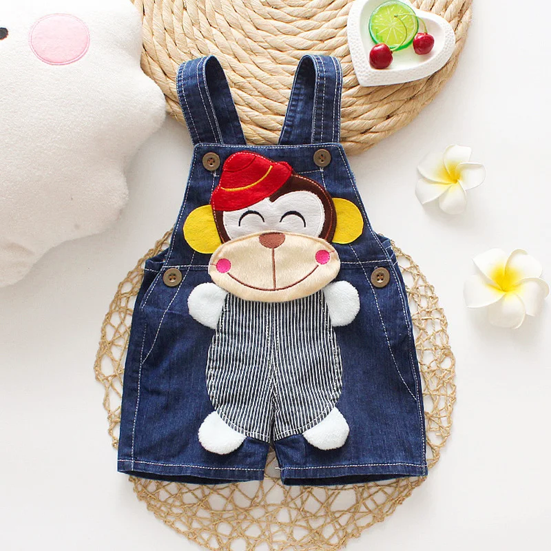 DIIMUU Summer 1-3Y Children Kids Baby Boys Denim Pants Infants Girls Short Overalls Clothing Kid Casual Cartoon Print Bottoms