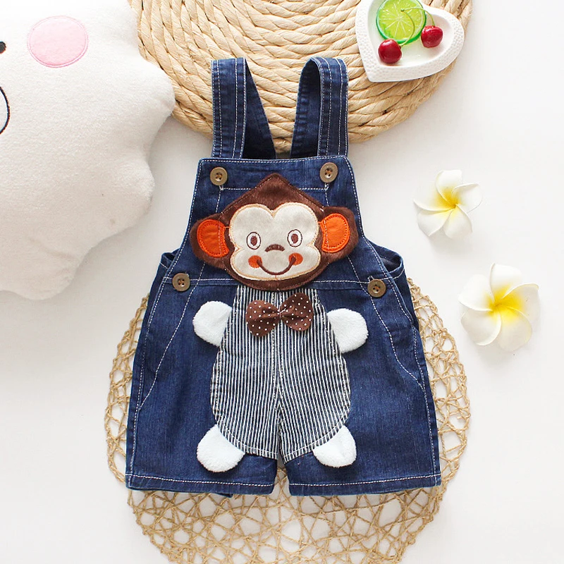 DIIMUU Summer 1-3Y Children Kids Baby Boys Denim Pants Infants Girls Short Overalls Clothing Kid Casual Cartoon Print Bottoms