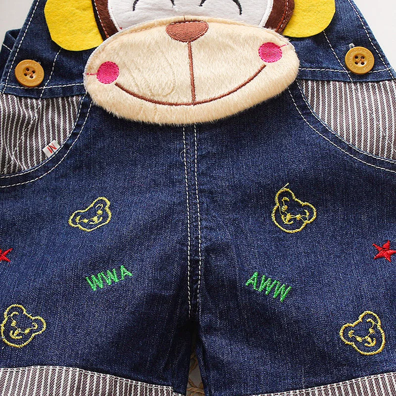 DIIMUU Summer 1-3Y Children Kids Baby Boys Denim Pants Infants Girls Short Overalls Clothing Kid Casual Cartoon Print Bottoms