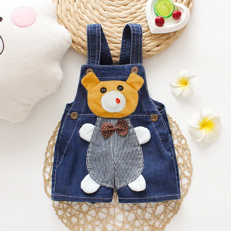 DIIMUU Summer 1-3Y Children Kids Baby Boys Denim Pants Infants Girls Short Overalls Clothing Kid Casual Cartoon Print Bottoms